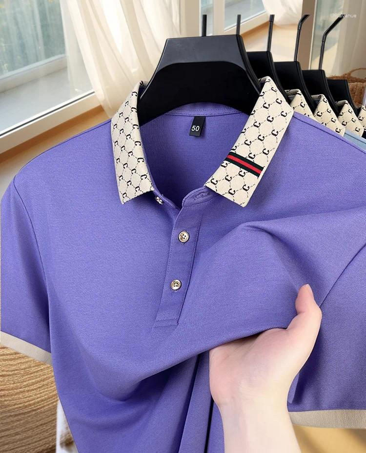 Mens Polos 2026 Summer Short Sleeved Solid Color Polo Shirt Comfortable Wrinkle Resistant Breathable Casual High-quality T-shirt