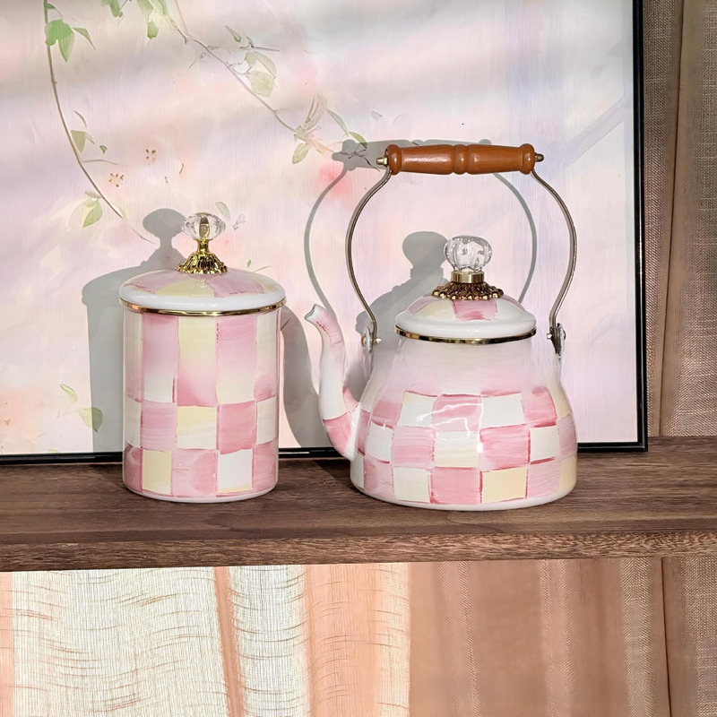 Retro Enamel Jewelry Storage Box with Diamond-Cut Lid and Multi-Use Kitchen Canisters