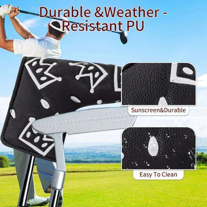 Golf with Cheese Crown Design - Durable Putter Cover, PU Material, Fashionable Pattern Cover 26Y0506