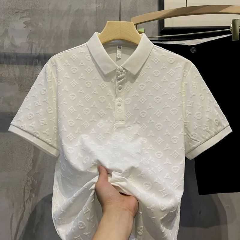 Versatile Jacquard Polo Shirt for Men Short Sleeve Ultra-thin Summer New Fashionable Stylish Solid Color Trendy Casual Shirt Top