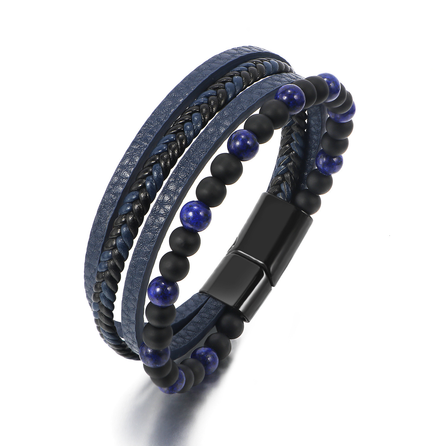 Simple hand woven leather natural Tiger Eye Stone Bracelet volcanic stone beads mens 260122