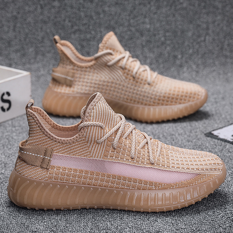 Men's Casual Gray Striped Knit Sneakers With Breathable Upper And Translucent Sole
