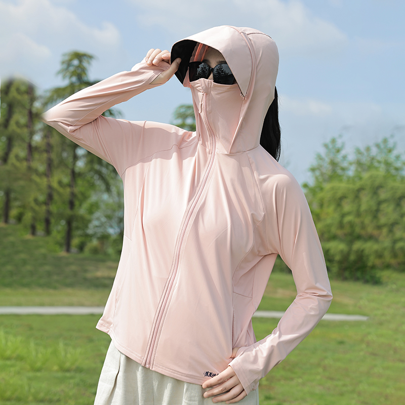 Wholesale customized breathable full zipper sun protection hooded sweatshirt, suitable for women's outdoor hiking and running sun protection clot