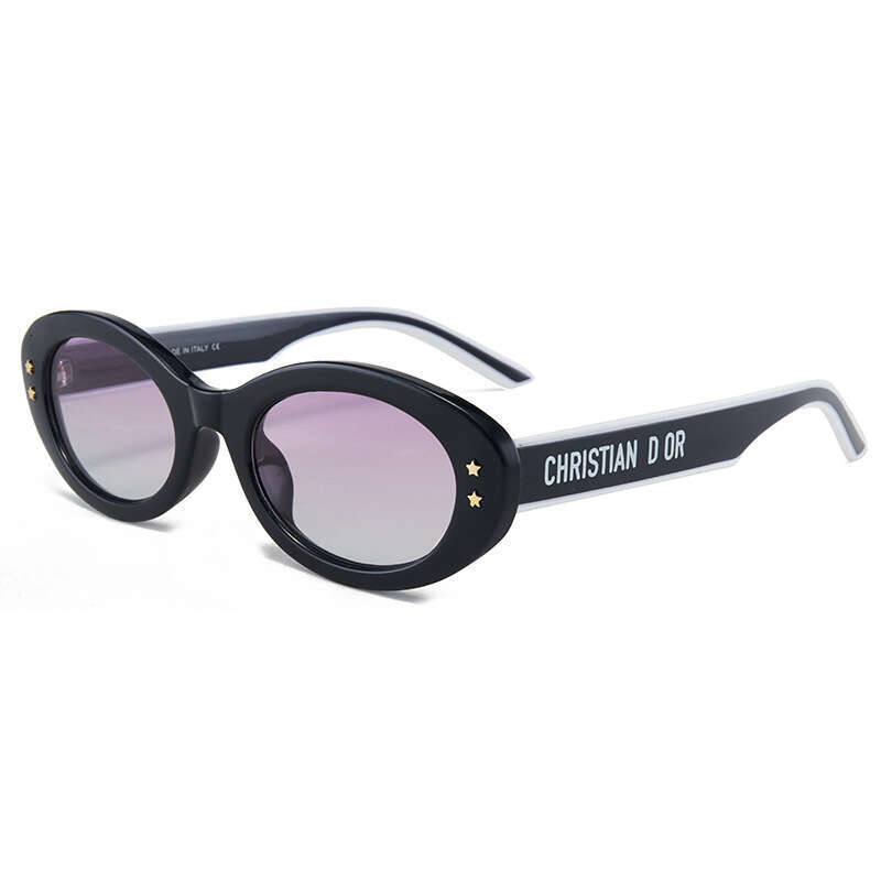 Designer D-Style Retro Oval Sunglasses Rice Stud Flat Lens UV400 Unisex Eyewear