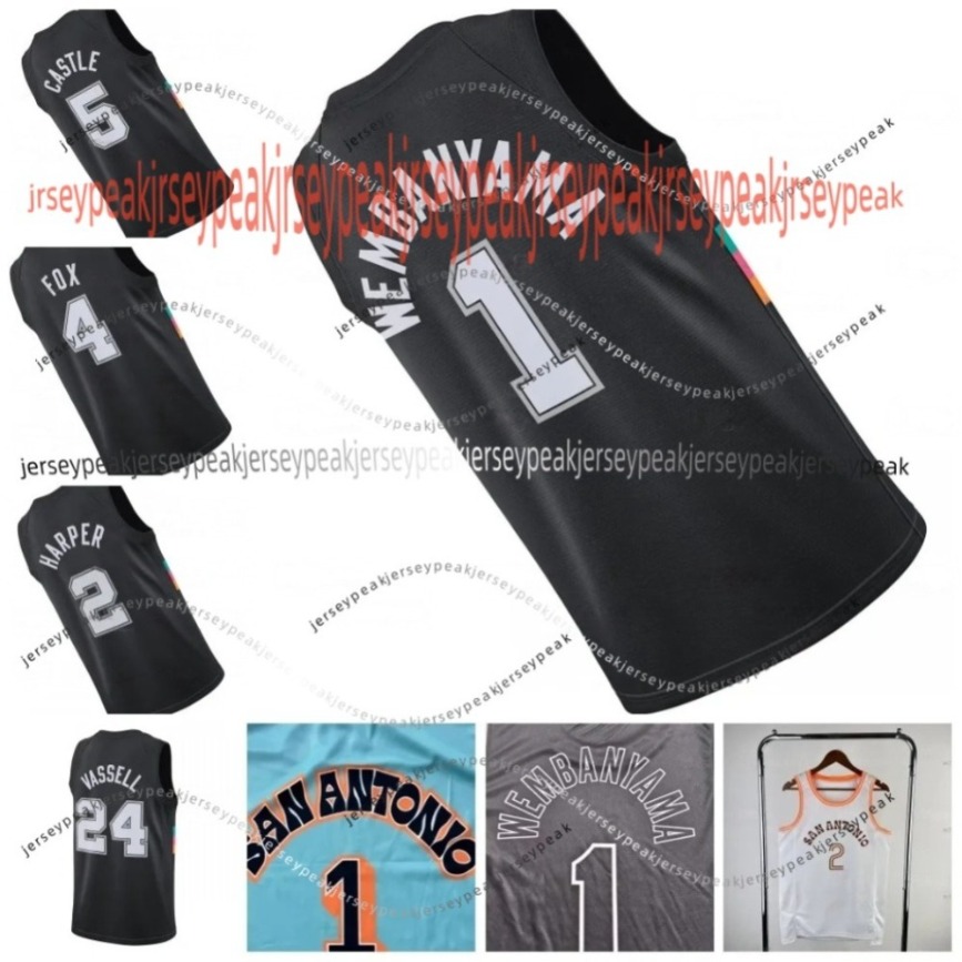 Stitched 1 Wembanyama 2026 City Edtion Basketball Jersey Castle Fox Vassell Sochan Kornet Johnson Ingram Barnes Embroidered Sports Jersey Breathable 0