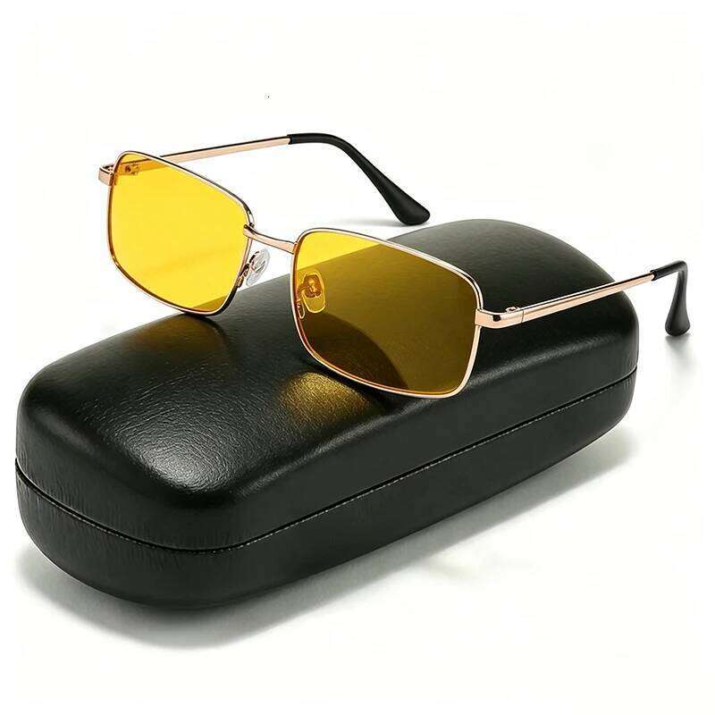 Rectangular Night Vision Polarized Sunglasses for Men Women Fashion Trend Vintage Driving Yellow Square Sun Glasses Eyewear 2026 26Y0506