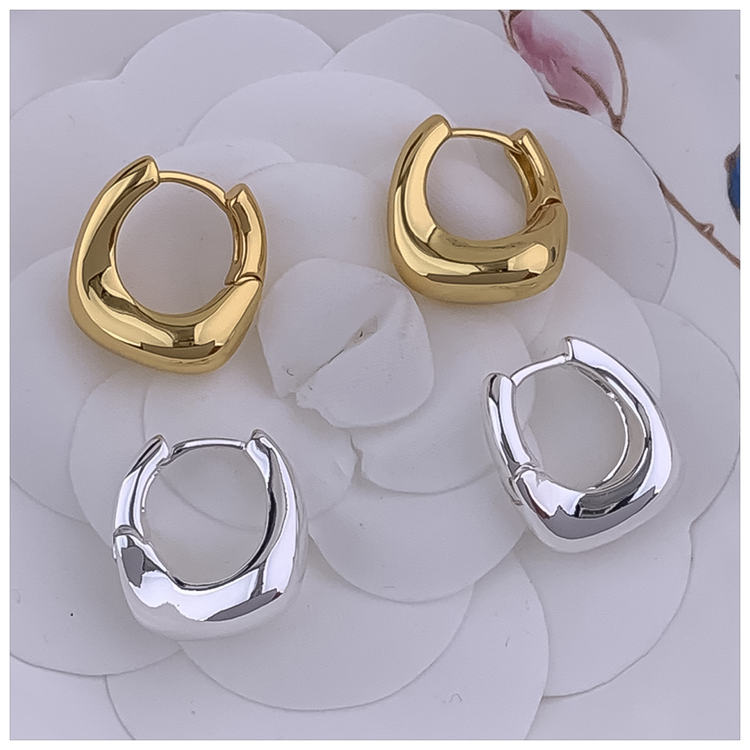 Designer Earrings Designer Earrings Women 18K Gold Silver Plated Earring Matte C Shape Hoop Earrings Luxury Jewlery Designer Women Timeless Free Shipp