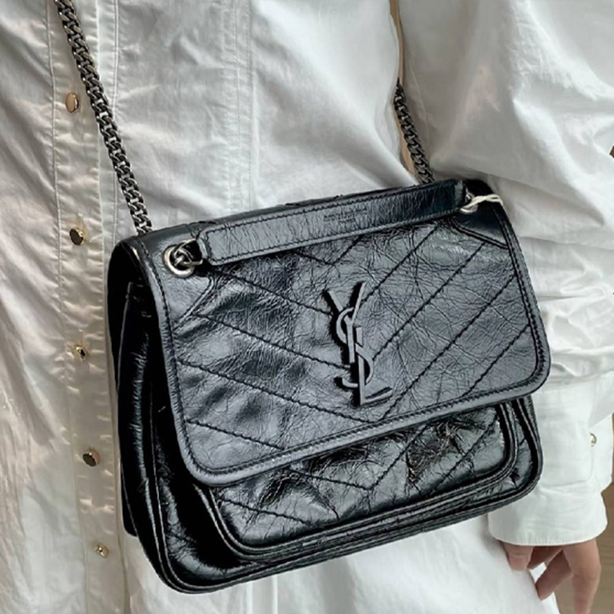 1:1 yslcross body designer bag Luxury Bag Shoulder Bag Genuine Leather Bag Fashion Messenger Bag Black Chain Black Label Vintage Pleated Shoulder Bag Handbag Purse
