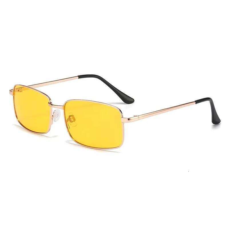 Rectangular Night Vision Polarized Sunglasses for Men Women Fashion Trend Vintage Driving Yellow Square Sun Glasses Eyewear 2026 26Y0506