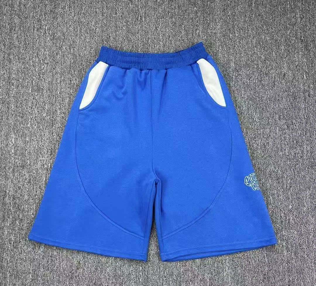 Men's Shorts Black and White Color-block Embroidered Hip-hop Shorts, Cotton Breathable Y2K Knee-length Shorts