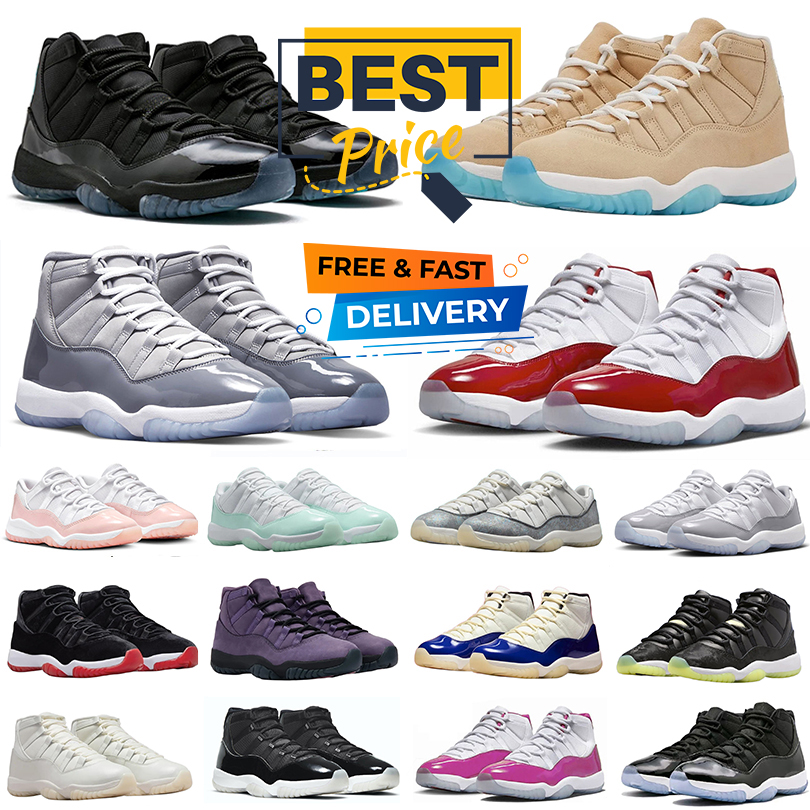 Designer j11 11 11s Basketball Shoes 11s Gamma Blue 11 h town 11s Cool Grey j11 Cherry Inner Beast Pearl Rare Cap and Gown 11s Sneakers Trainers for Men and Women