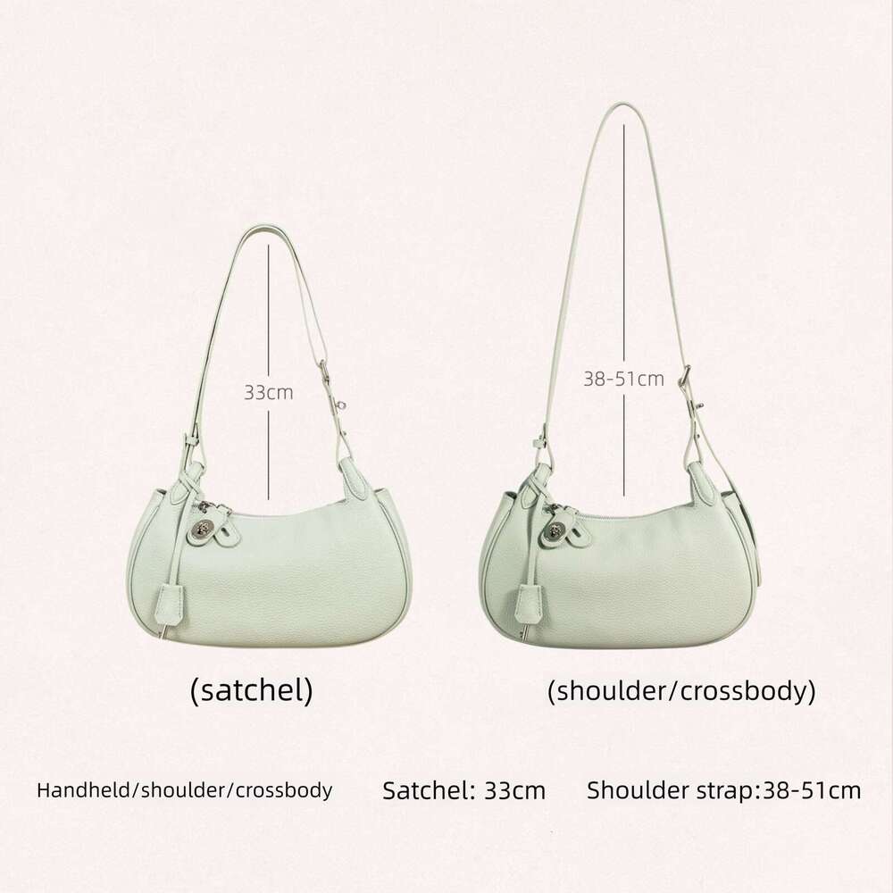 Spring Korean Style Trendy Fashion Crescent Exquisite Genuine Leather Commuting Shoulder Crossbody Niche Underarm Bag For Women SENYY
