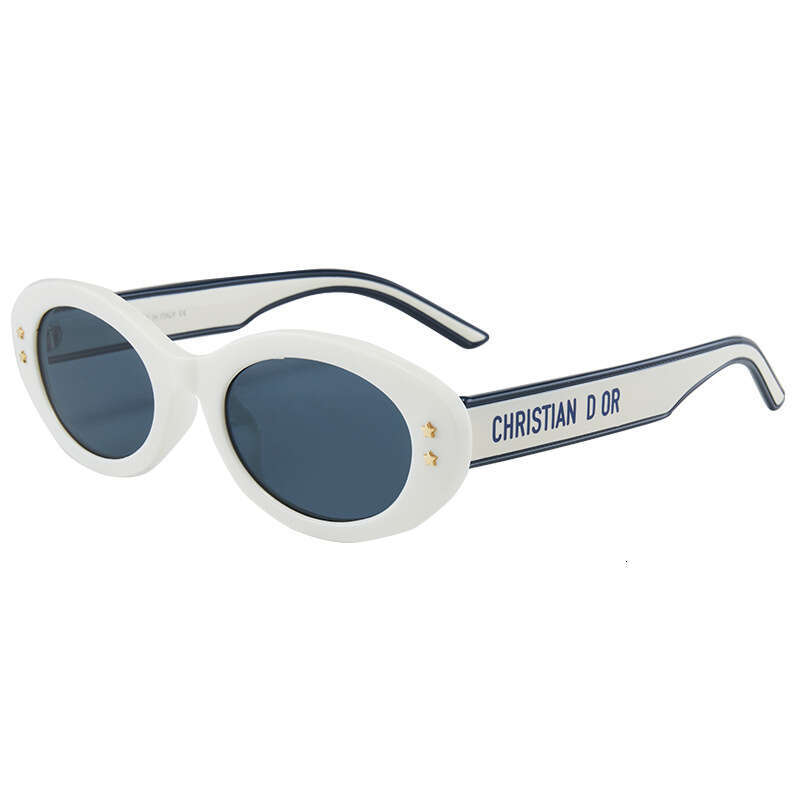 Designer D-Style Retro Oval Sunglasses Rice Stud Flat Lens UV400 Unisex Eyewear