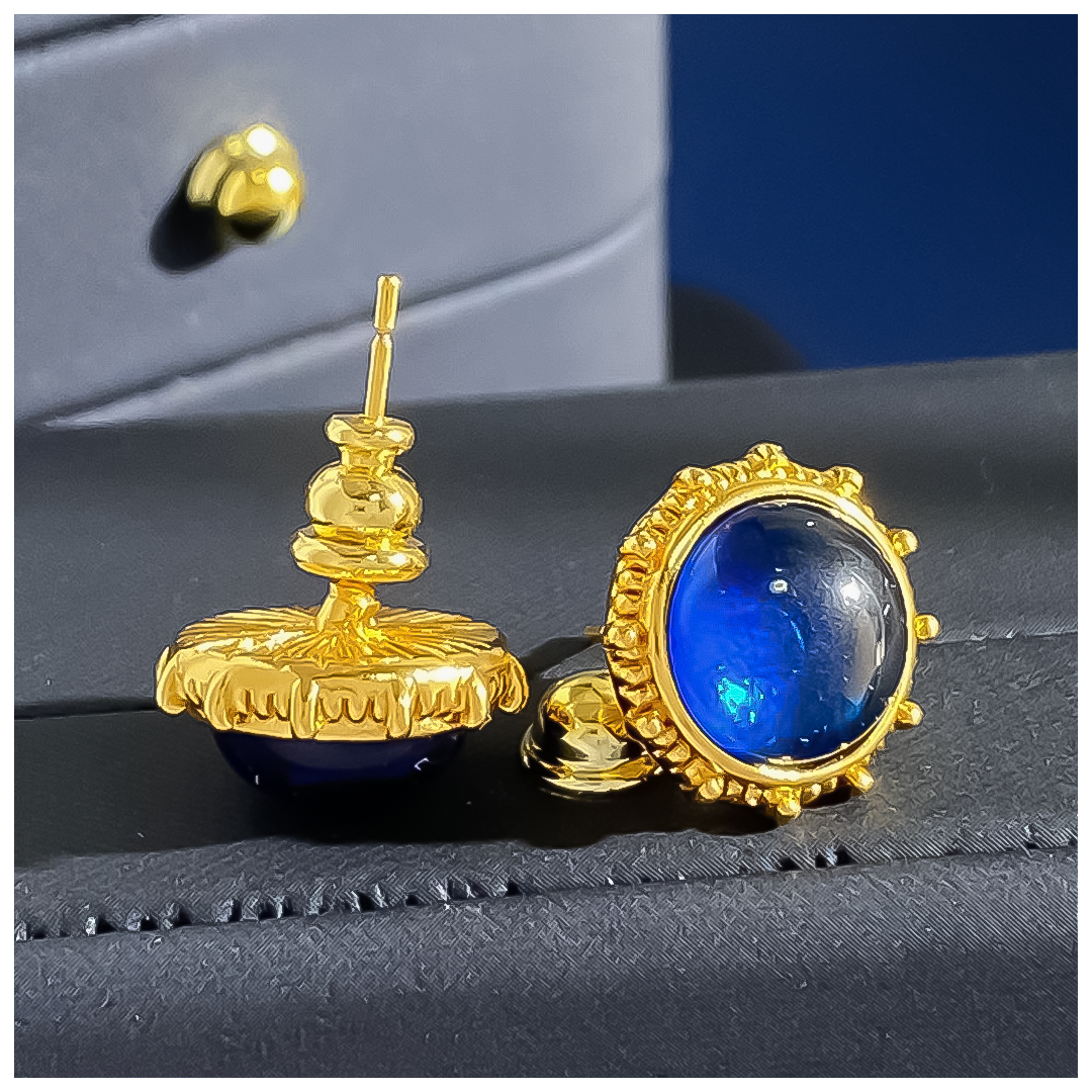 Designer Earrings Women Vintage Court Style Gemstone Brushed Sunflower Geometric Stud Earrings Luxury Jewlery Designer for Women Elegant Premium State