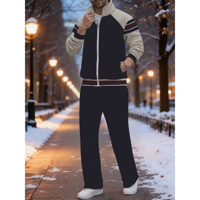 2026 Mens Zipper Jacket and Pants Casual Sports AutumnWinter Suit Summer Tech Print 260227