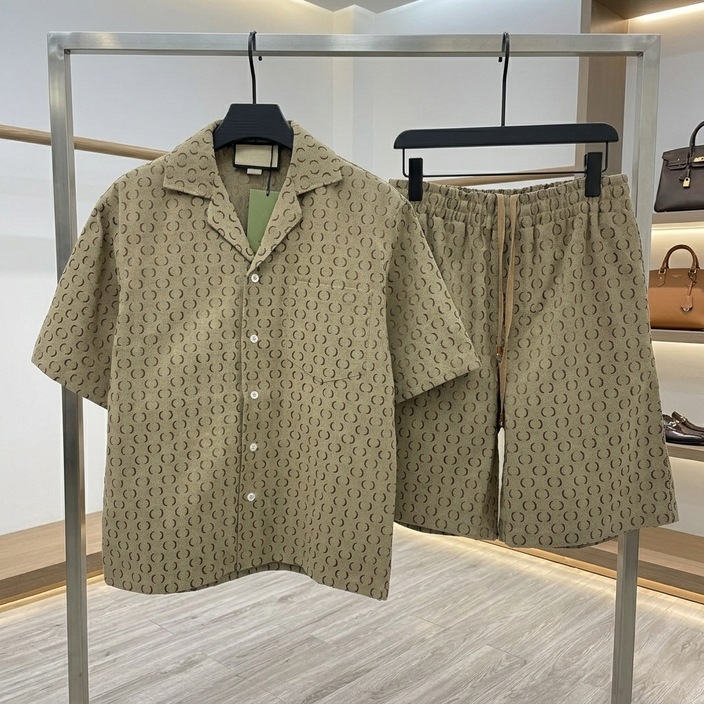 Designer brand high-quality men's shirts, classic jacquard suit shirts, men's casual shirts, men's shorts, women's couple shirts