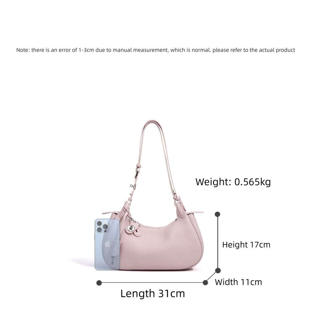 Spring Korean Style Trendy Fashion Crescent Exquisite Genuine Leather Commuting Shoulder Crossbody Niche Underarm Bag For Women SENYY