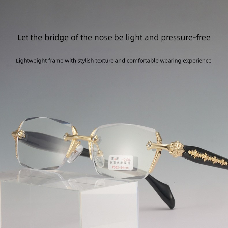 2026 New Designer Sunglasses Luxury Unisex Anti Blue Light Day And Night Reading Glasses Diamond Cut Frameless Business Anti Blue Light High-end Presb - view 5