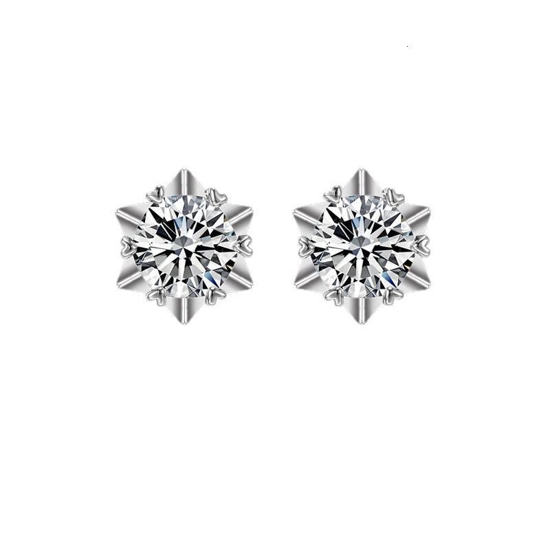 Snowflake Shaped 1 ct Earrings D Color Moissanite Shiny Light Luxury Daily Ornament