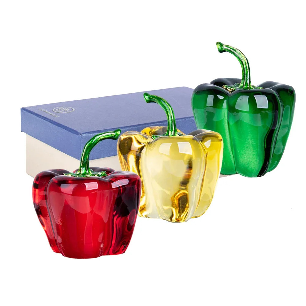 Color Crystal Chili Figurine Collectible Paperweight Glass Pepper Vegetable Ornament Table Office Home Decor Gift 260507 - view 7