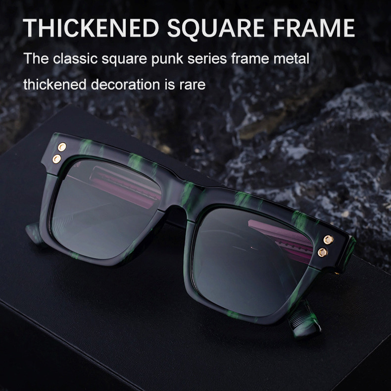 Classic Metal Square Frame Designer Sunglasses Luxurious Men's New Thick Punk Style Retro Sunscreen Glasses Youth Climbing Sports Trend Brand Out - view 4
