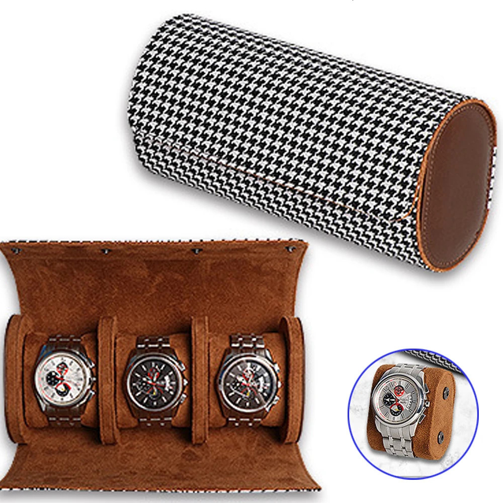 Watch Roll Travel Case-1/2/3 Slot Watch Storage and Organizer-Secure Storage with Innovative Removable Pillows Solid Dividers 260506