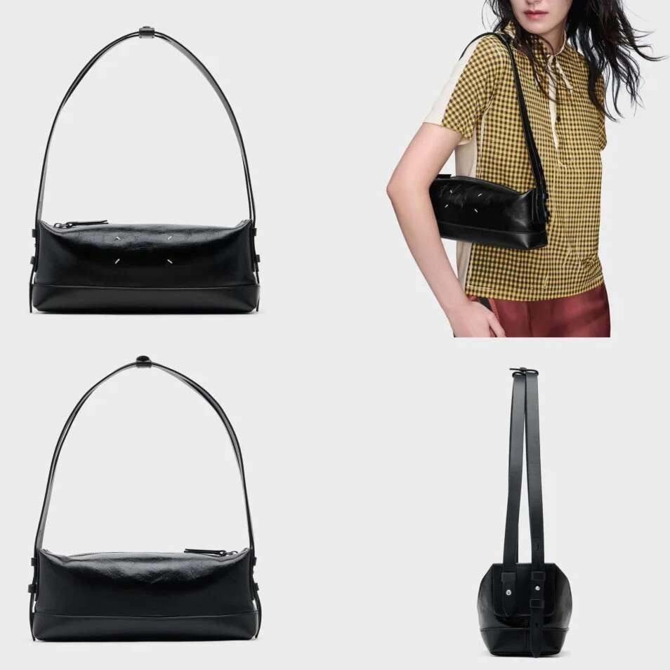 Spring Collection Square Cut Baguette Hand Stitched Oil Waxed Top Layer Cowhide Simple Underarm Bag Soft Genuine Leather Versatile Shoulder SENYY