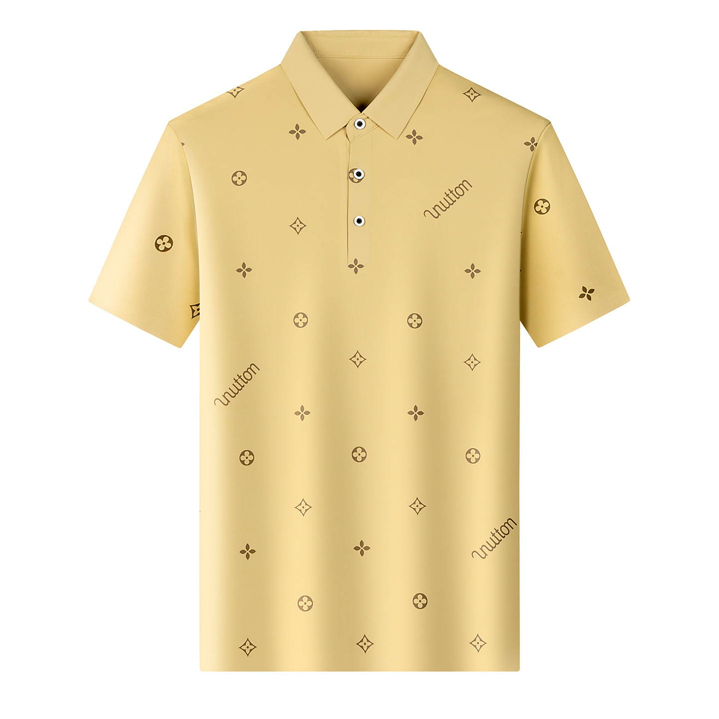 Men's Polo Summer Seamless Ice Silk Short-sleeved Men's Polo Shirt with Turn-down Collar Casual Print Wrinkle free Top T-shirt