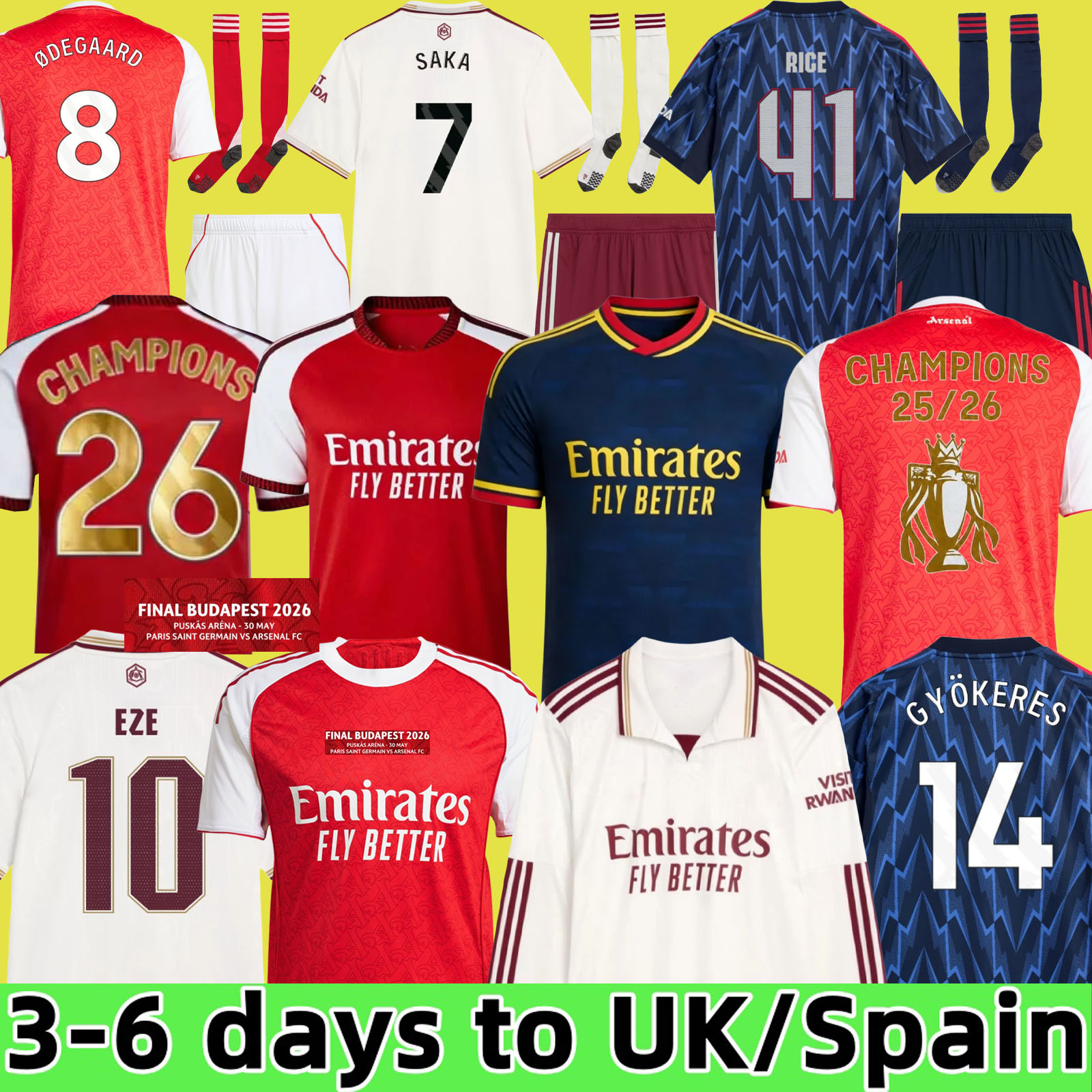 25 26 27 CALAFIORI soccer jerseys RICE SAKA Fans Player MADUEKE ZUBIMENDI 2025 2026 football shirt Men Kids ODEGAARD SAMBI VIEIRA Gyokeres HAVERTZ Lewis-Skelly EZE