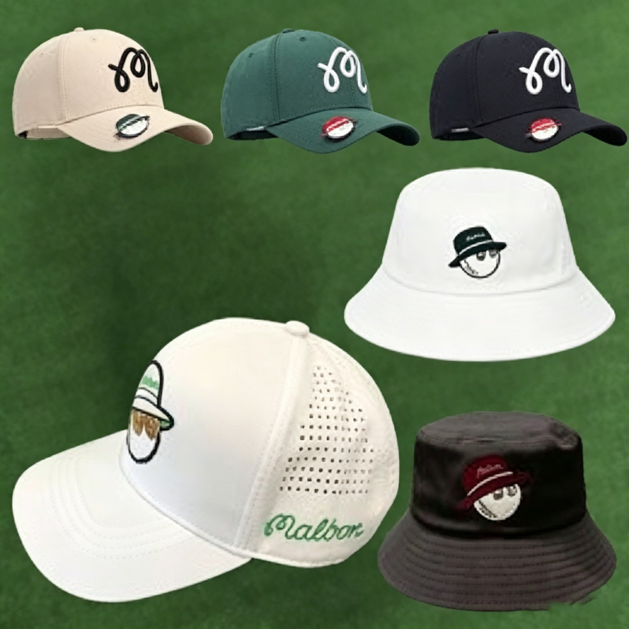 Maalbon White Golf Bucket Hat UV50+ Sun Protection Unisex Cap Summer Outdoor Baseball Style Chapeau de Golf Casquette