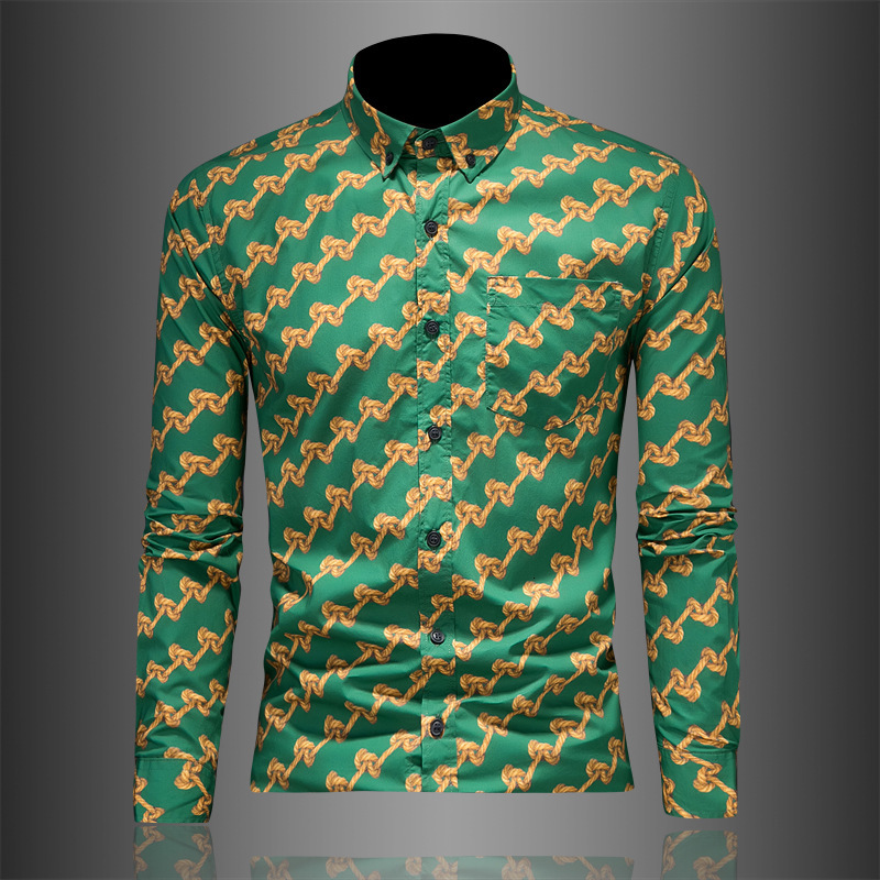 European fashion long-sleeve shirt with a turn-down collar, single-piece bright-colored base shirt, 2026 four-season men's clothing