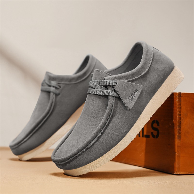 Mens Black Suede Breathable Wallabee Style Casual Shoes