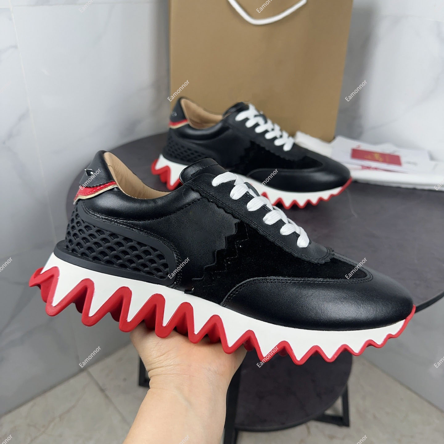 shark designer red soled Running fashionable and classic outdoor couple sports shoes casual lace up platform retro shoes sports neutral shoes sizes36-47