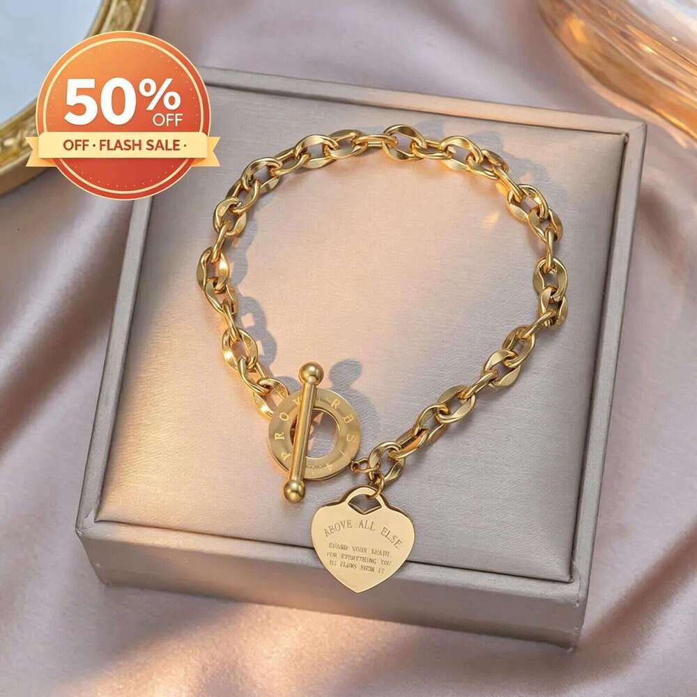 Heart Shaped Couple Bracelet Women Titanium Steel Personalized Jewelry Fashionable Multi-functional Clasp Bangle Love Gift