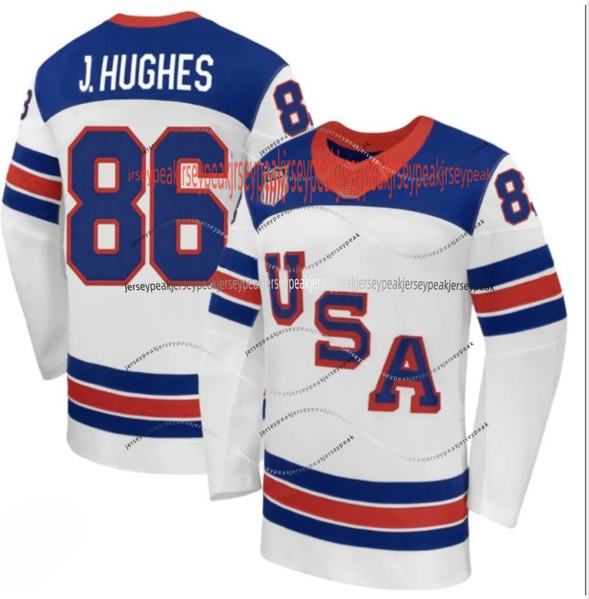 2026 USA Team 86 Jack Hughes Jerseys 34 Matthews (C) Tkachuk Hellebuyck Tage Thompson Brock Nelson Zach Werenski Quinn Hughes Matt Boldy Stitched Hock