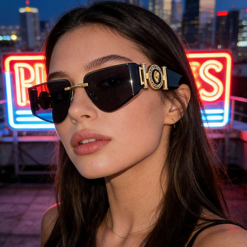Luxury Brand Designer Sunglasses European And American Style Curved For Women 2025 New High-End Inverted Triangle Beauty Head Accessories Sunglasses