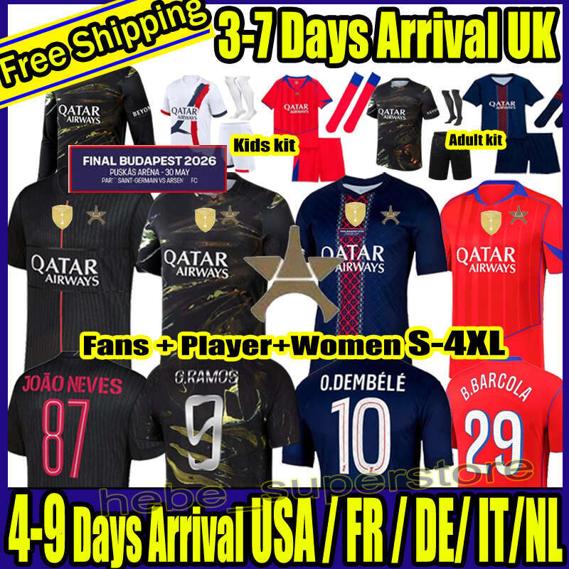 psges jersey 25 26 27Kvaratskhelia O.Dembele paris st germain jersey JOAO NEVES D.DOUE soccer jersey HAKIMI maillot de football BARCOLA N.MENDES PACHO psg jersey