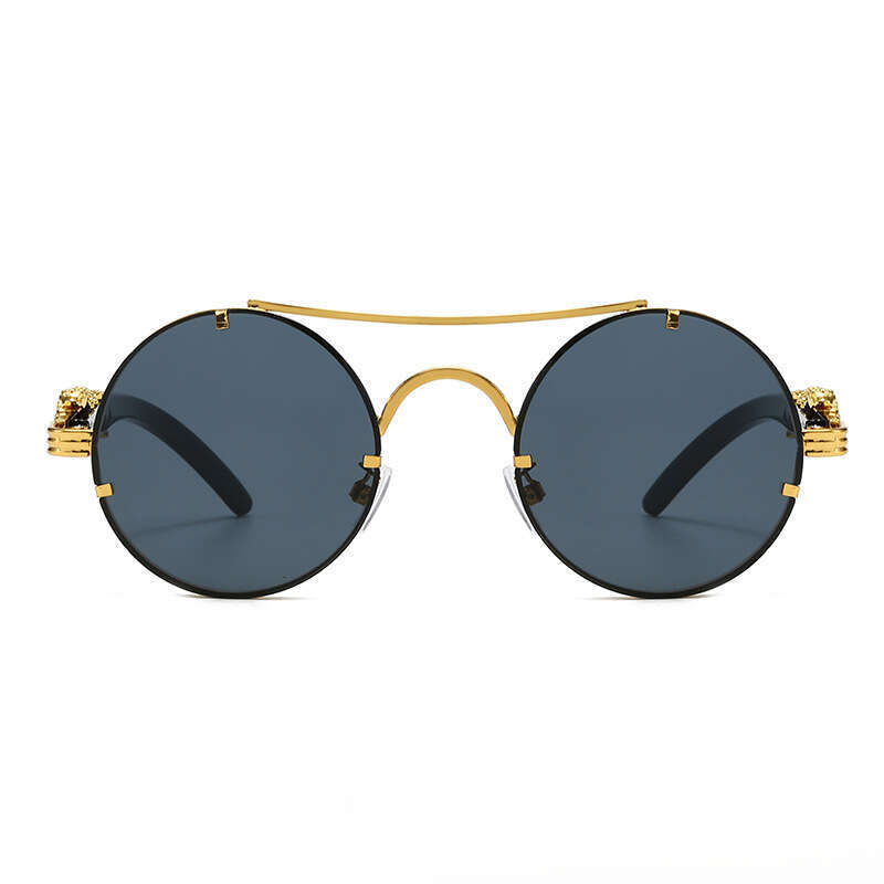 Luxury Brand Designer Sunglasses European And American Retro Double-Bridge Round-Frame A Unique High-End Feel, Men's Fashion Sunglasses With Wood
