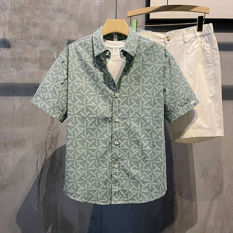 Designer Luxury 2026 Colorful Selected New Summer Styles, Fashion Plaid Short-sleeved Shirts, Men's Square Collar, Versatile And Stylish Trendy B