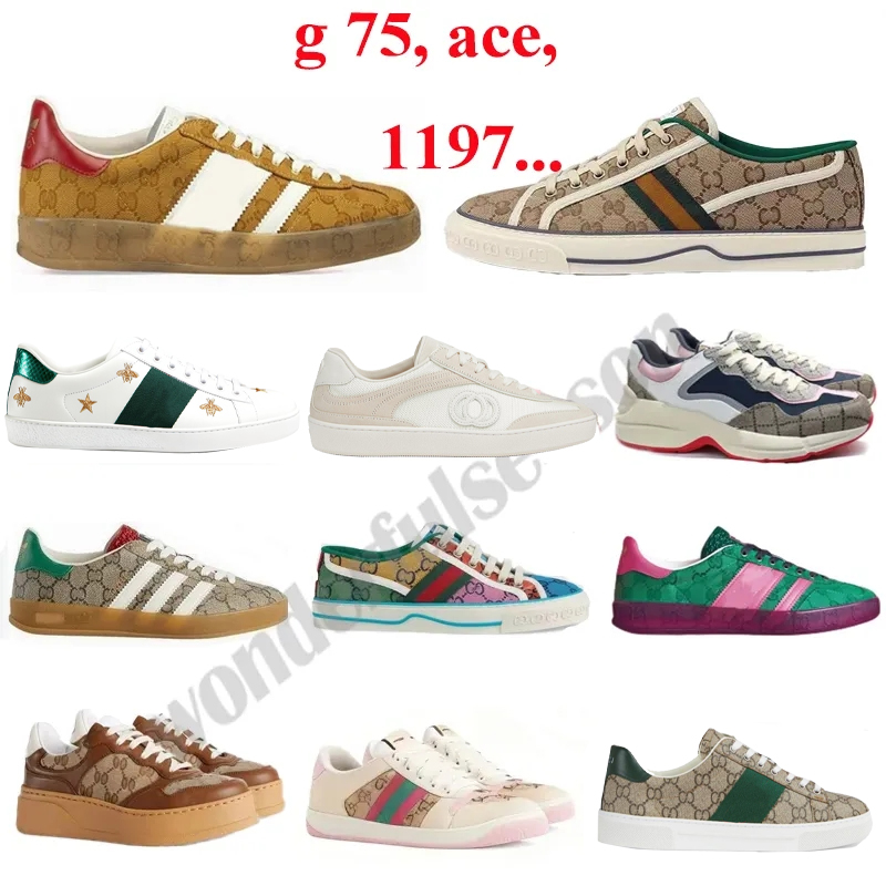 Luxury shose gg shoes Tennis 1977 Ace g75 sneakers for man women Designers shoe flat chaussures Trainer Leather high and low -top chaussure Sports shoes 35-45