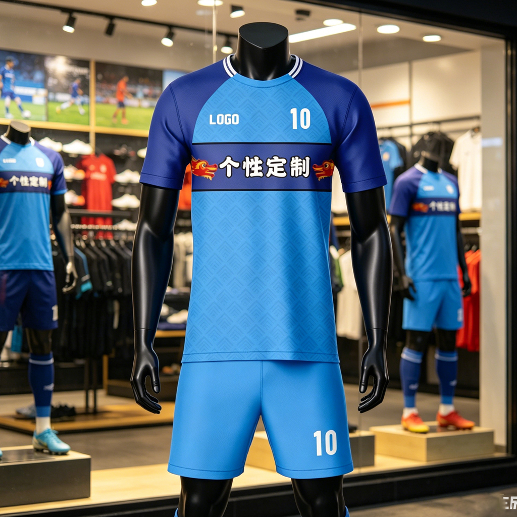 Blue Dragon Pattern Soccer Jersey Shorts Set Custom Name Number Breathable Quick Dry Football Training Uniform For Men Youth - view 6