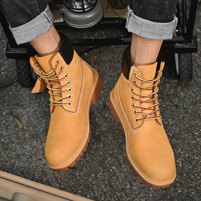 Mens Womens Wheat Nubuck Ankle Boots With Contrast Stitching - view 5