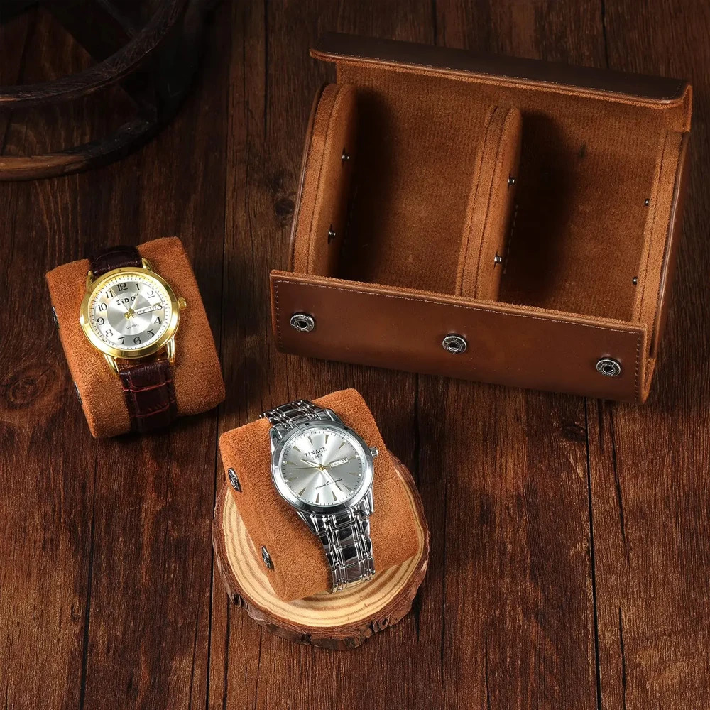 Watch Roll Travel Case-1/2/3 Slot Watch Storage and Organizer-Secure Storage with Innovative Removable Pillows Solid Dividers 260506