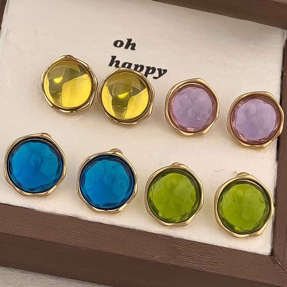 Earrings Women 18K Gold Silver Plated Earring Vintage Glass Hoop Earrings Luxury Jewlery Designer for Women Elegant Free Shipping Buy One Get One