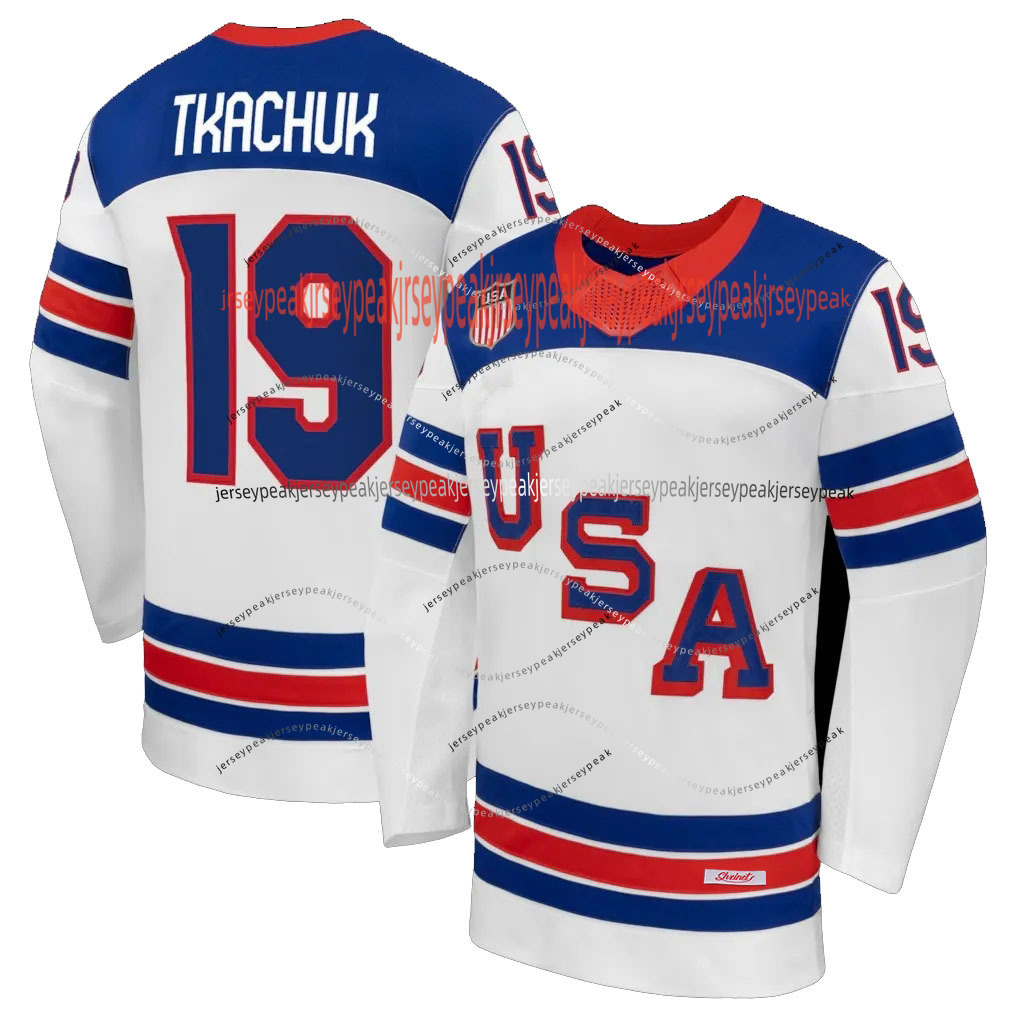 2026 USA Team 86 Jack Hughes Jerseys 34 Matthews (C) Tkachuk Hellebuyck Tage Thompson Brock Nelson Zach Werenski Quinn Hughes Matt Boldy Stitched Hock