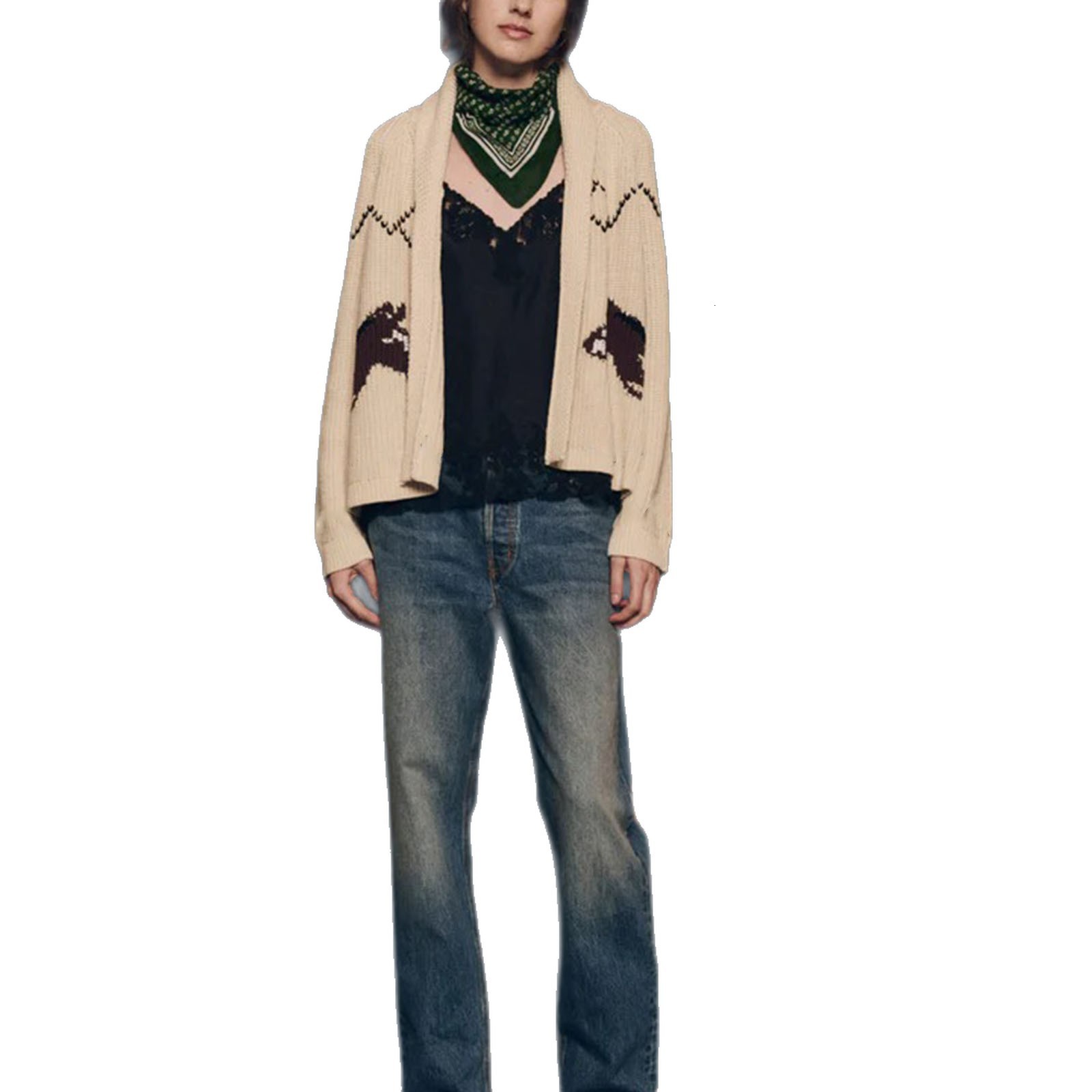 2025 Fall/Winter New Fashionable Artistic Lapel Loose Casual Knit Cardigan Sweater 260126