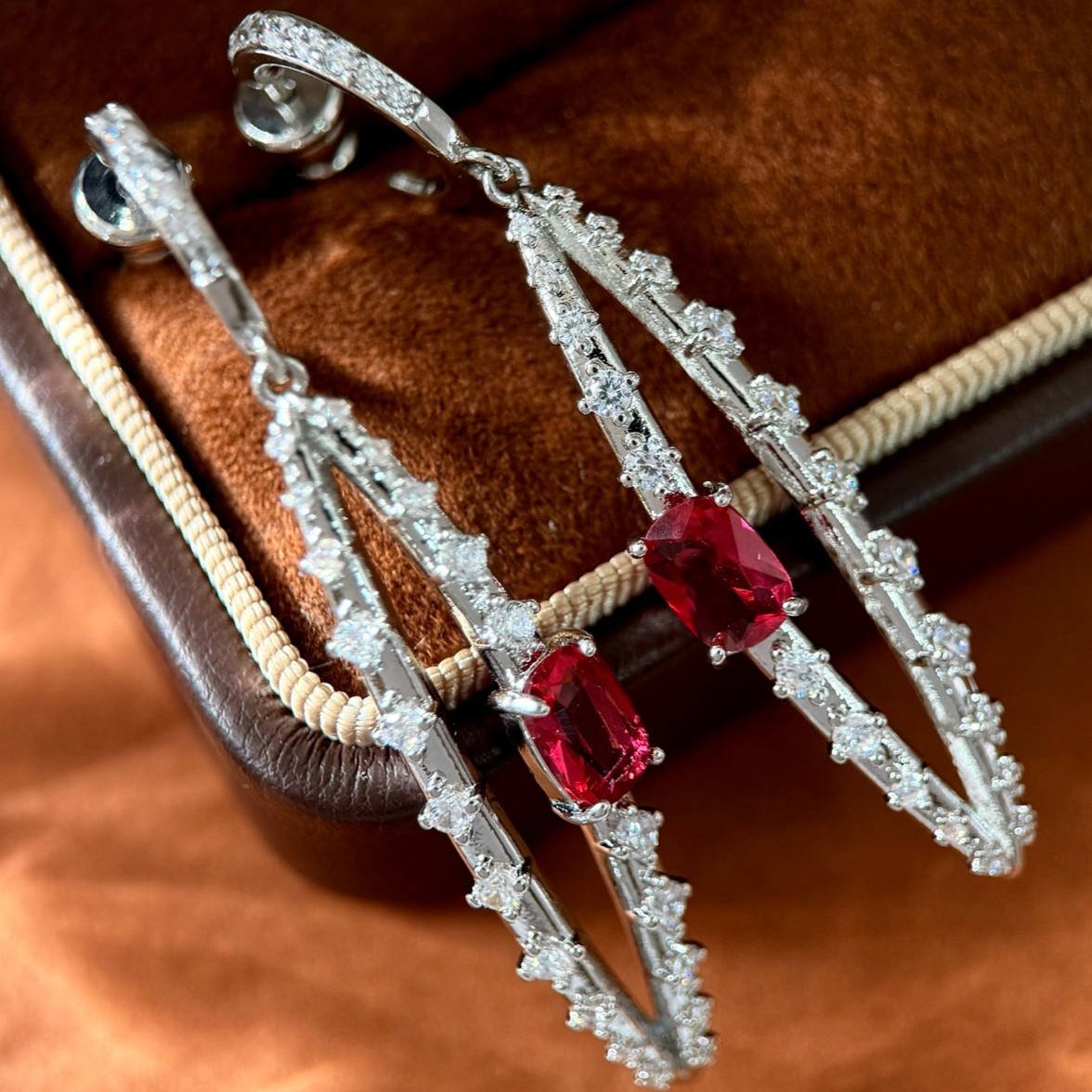 Earrings Designer Earrings Women Pave C Shape Hoop Drop Leaf Hollow Oval Bar Zircon Ruby Geometric Earrings Luxury Jewlery Designer Buy one get one free