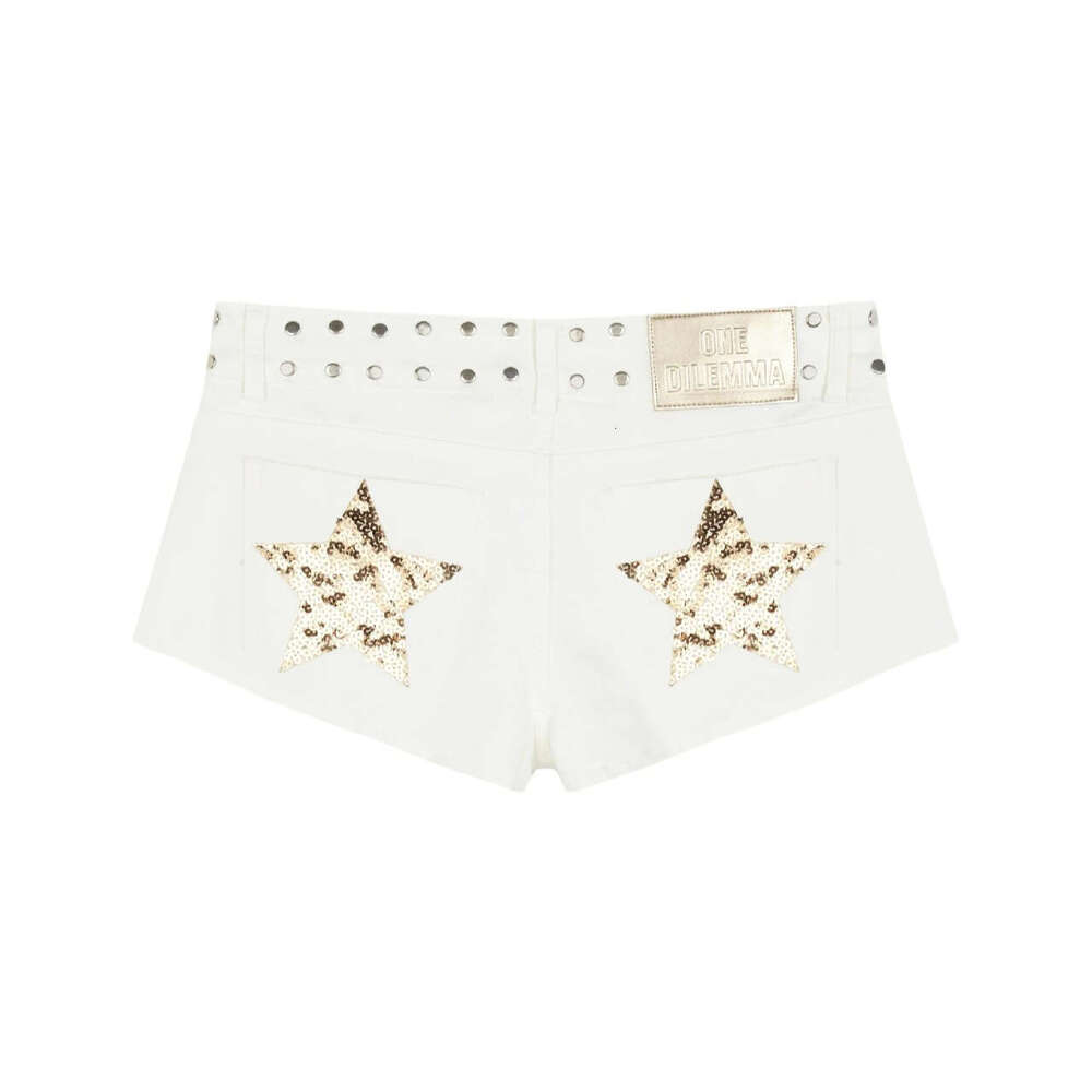 Designer 2026 One Dilemma European And American Star Sequin Low-waist Shorts Denim Hot Pants Women's Luxury Clothing Free Shipping