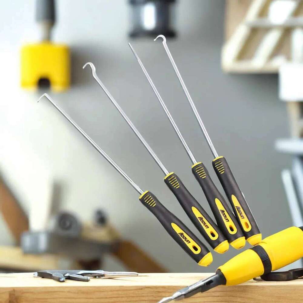 4Pcs Premium Car Oil Seal Screwdriver Set, O-Ring Gasket Puller Remover, Chrome Vanadium Steel Hook Pick Repair Tools