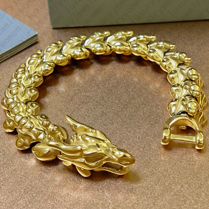 Bracelet Designer Bracelet Luxury Bangle Jewelry Jewellery Gold Dragon Bamboo Link Chunky Punk Style Cuban Link Bracelet Sterling Silver